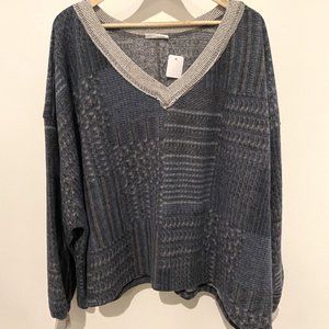 Navy Print Pullover